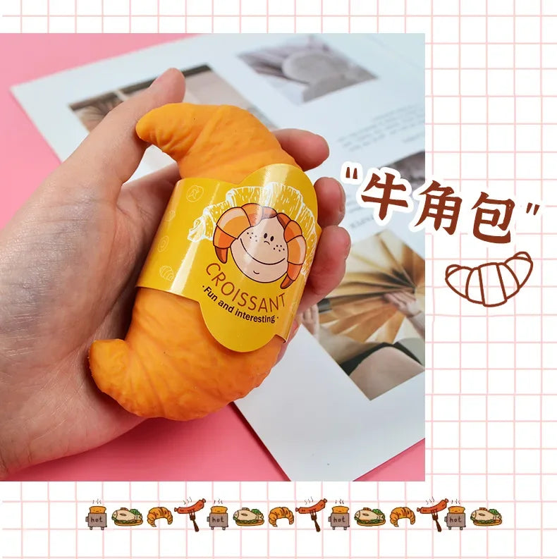 Fun Realistic Croissant Toy Pinch Squeeze Relief Squishy Stress Cute Lazy Stress Ball Funny Stress Relief Fidget Toy