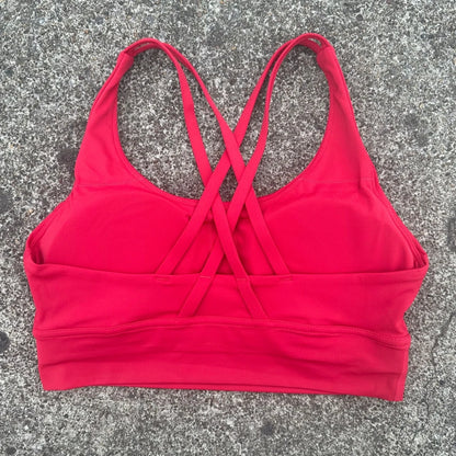 Solid Color Soft Cross Back Women Fitness Bra Tights Yoga Vest High Strength Shockproof Gym Sports Top Push Up With Chest Pad