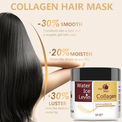 100g Collagen Moisturizing Hair Mask - Hyaluronic Acid and Keratin Repair Dry and Damaged Hair