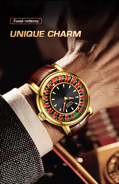 LIGE Fashion Men Watch Rotating Dial Las Vegas Roulette Desktop Theme Watch Men Waterproof Luminous Clock Watches Creative Clock