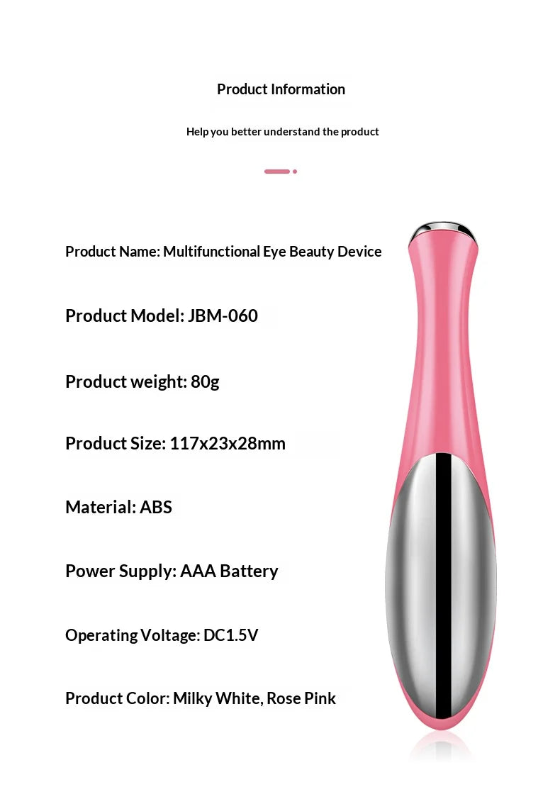 Electric Eye Massager Beauty Device Delicate Eye Skin Puffiness  Smooth Fine Lines Care Tool