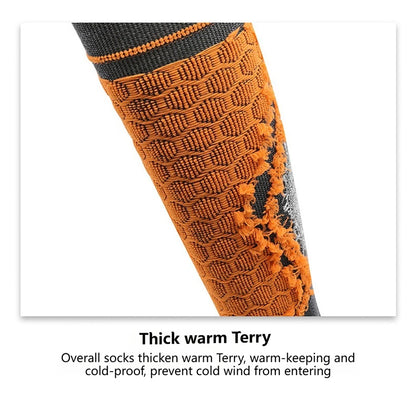 GTUBIKE Thermal Winter Cotton Men Women Ski Socks High Elastic Sports Socks Snowboarding Cycling Adult Skiing Thicker Leg Warm