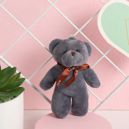 6/12pcs Mini Bear Plush Keychain Colorful Bear Stuffed Toy School Bag Pendant Teddy Doll Graduation Party Supplies Wedding Gift