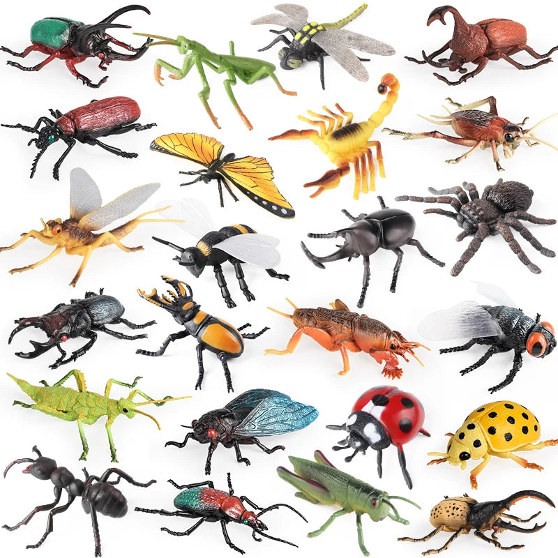 Oenux Insect Animals Model Figurine Butterfly Ant Dragonfly Spider Bee Mantis Scorpion Action Figures Educational Kid Toy Gift
