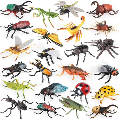 Oenux Insect Animals Model Figurine Butterfly Ant Dragonfly Spider Bee Mantis Scorpion Action Figures Educational Kid Toy Gift