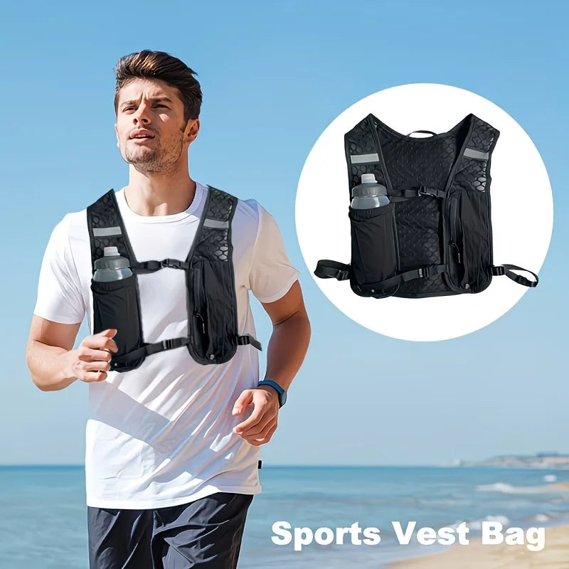 Biking Running Storage Vest Backpack Lightweight Running Vest Reflective Hydration Water Chest Pack Phone Storage Pocket