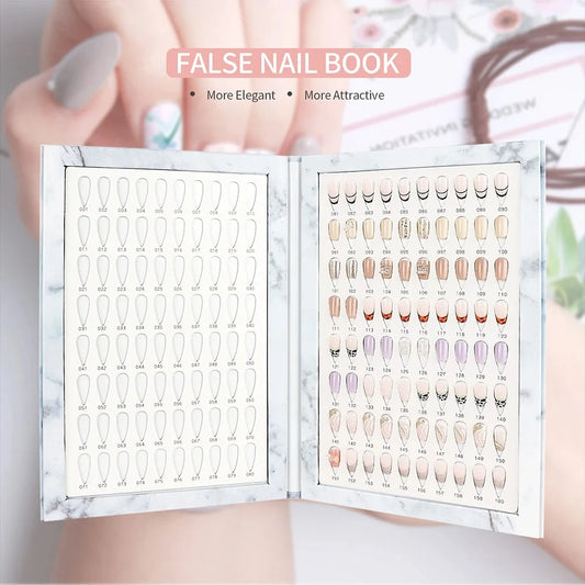Colored Fake Nail Tips Display Book (160PCS) - Multi-Function Storage for Nail Polish, False Nail Styles Showing & Tools