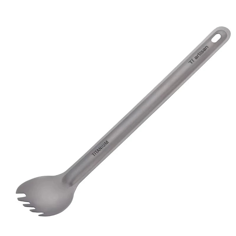 Tiartisan Titanium Long Handle Spork Spoon Cutlery Ultralight Tableware Outdoors Portable Dinnerware Camping Equipment
