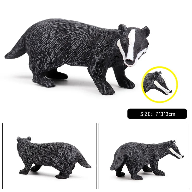 Oenux Forest Wild Animals Badger Brock Tapirus indicus Beaver Anteater Action Figures Model PVC Collection Education Kid Toy