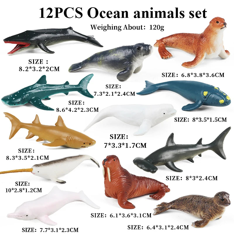 Oenux Montessori Toy Wild Farm Dinosaur Ocean Cat Animals Model Action Figure Zoo Figurines Cute Miniature Education Kid Gift