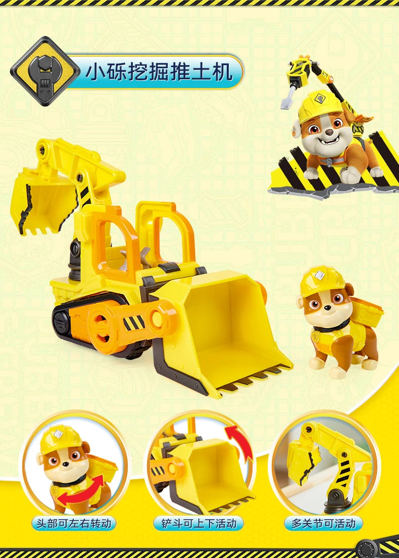 100% Genuine Paw Patrol Rubble & Crew Toy Wheeler Mix Charger Action Figure Doll with Collectible Figures Kids Toy Birthday Gift
