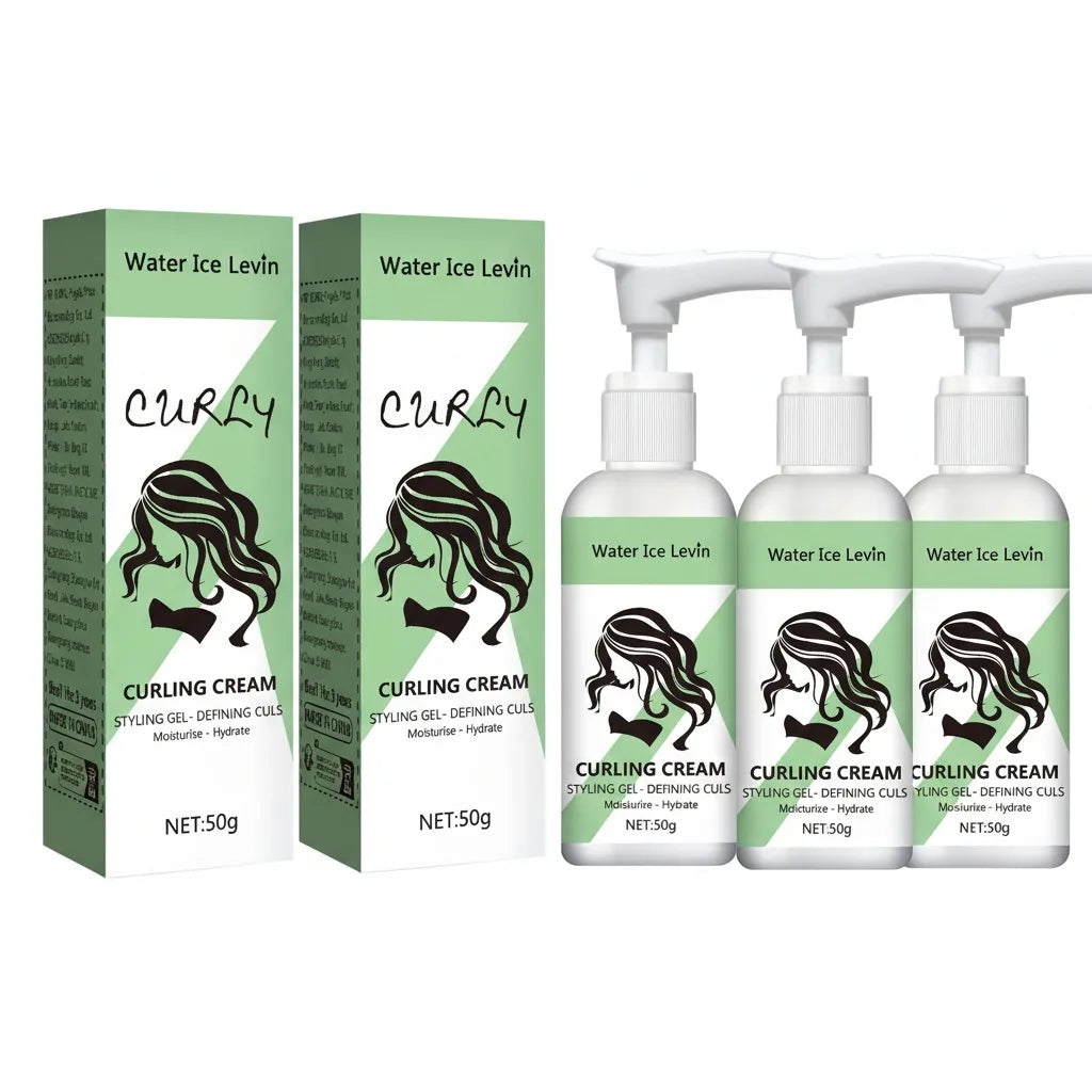 Water Ice Levin Curling Cream: Your Answer to Dry, Unruly Hair. Transform Frizz into Defined, Hydrated, and Bouncy Curls.