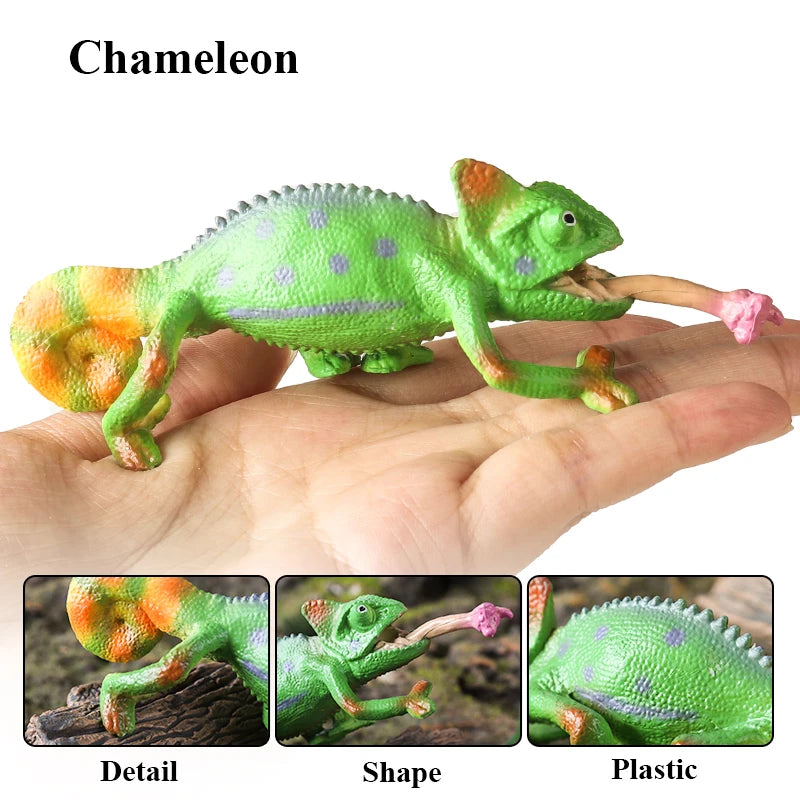 Oenux New Simulation Wild Reptile Animals Action Figures Lizard Model Figurines Kids Education Congnitive Scene Decoration Toy