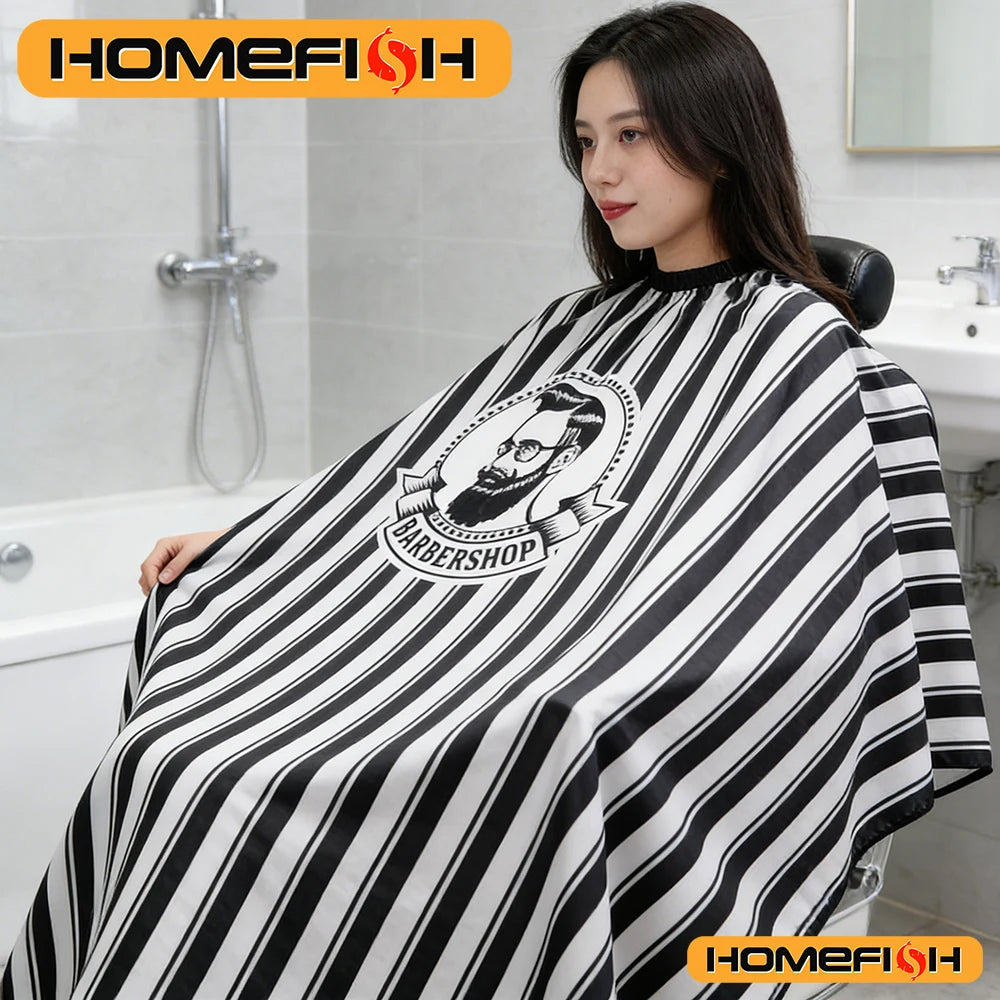 Non-Stick Striped Adult Hair Cutting Cloth - Oil-Resistant Apron for Hair Salon Hairstylists