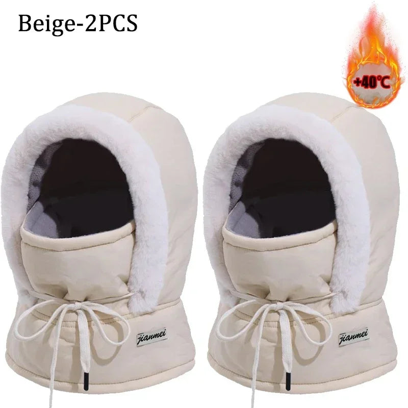 Cold Weather Thermal Balaclava Scarf Winter Windproof Hood Hat Plush Neck Warmer Ski Face Mask for Outdoor Activities