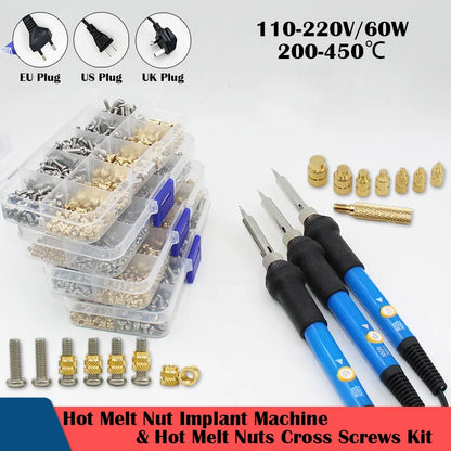 Brass Hot Melt Threaded Insert Nut Iron Tip 3D Printer Accessorie Heating Nut  Stainless Screw Bolt Insertnut Kit M2 M2.5 M3 M4