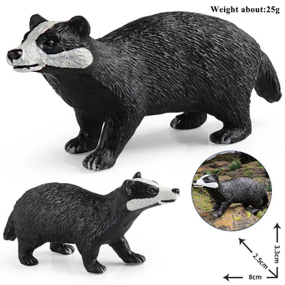 Oenux Forest Wild Animals Badger Brock Tapirus indicus Beaver Anteater Action Figures Model PVC Collection Education Kid Toy