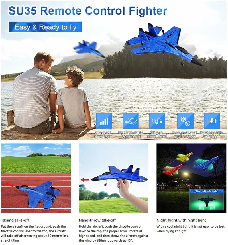 RC Foam Aircraft SU-35 Plane 2.4G Radio Control Glider Remote Control Fighter Plane Glider Airplane Foam Boys Toys for Children