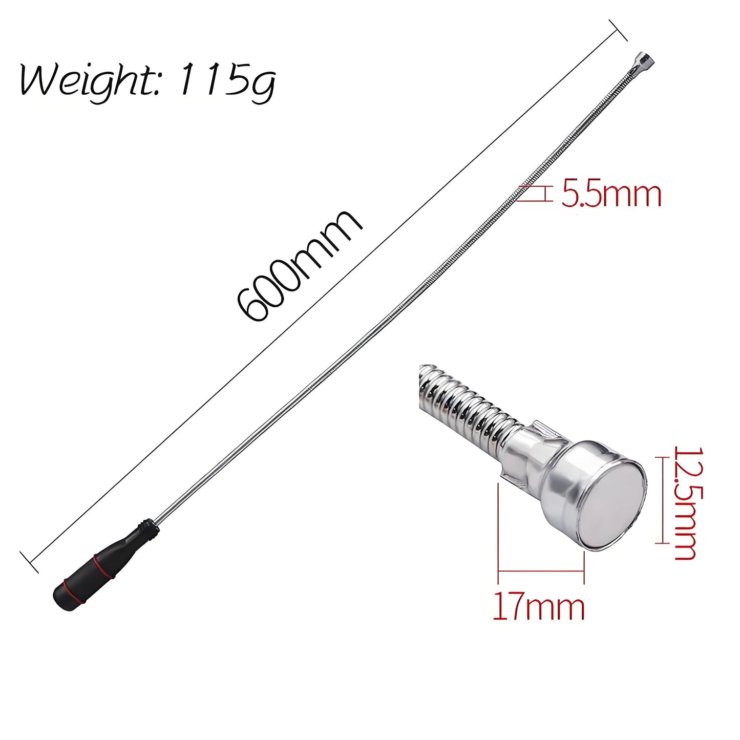 Flexible Magnetic Pickup Tool with Strong Suction Rod - Bendable for Auto Repair/Sink Drain & Multi-Purpose Use