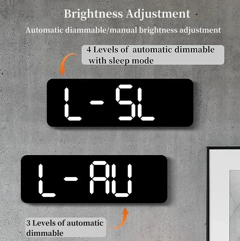 9 Inch Large Digital Wall Clock USB Powered TEMP Humidity Week Auto Dimmer DST Table Clock 12/24H Electronic LED Alarm Clock