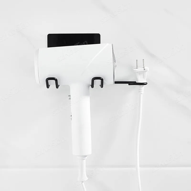 Hair Dryer Bracket Wall Mounted Hair Dryer Bracket Washroom Accessories Self-adhesive Home Storage Rack Bathroom Accessories