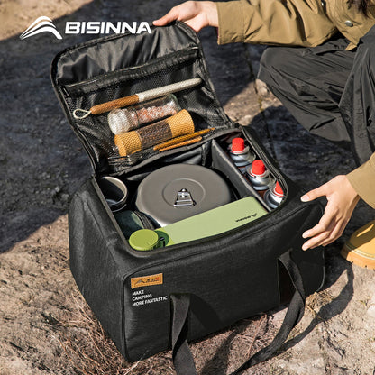 BISINNA Outdoor Camping Bag 26L/30L/42L Folding Gas Tank Storage Bag Picnic Cookwre Container Camp Supplies Adjustable Partition
