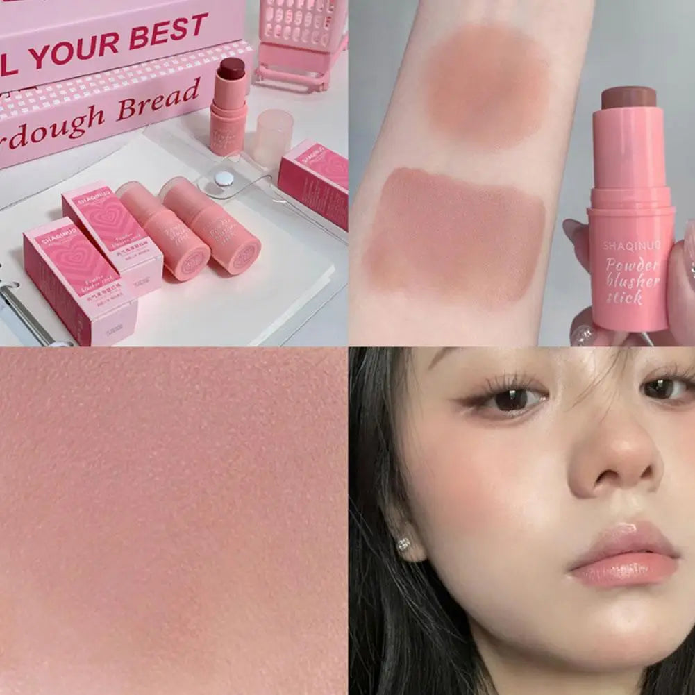 3in1 Monochrome Blusher Cheek Lip Tinted Durable Matte Natural Rouge Powder Blusher Stick Cream Matte Contour Makeup Cosmetices