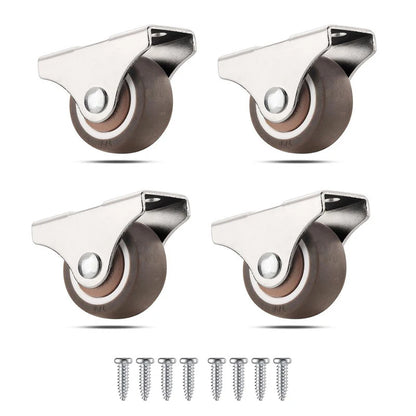 1inch Mini TPR Rubber Directional Caster Wheel Non Swivel Low Profile Fixed Caster for Small Equipment Furniture Trolley 4-16pcs