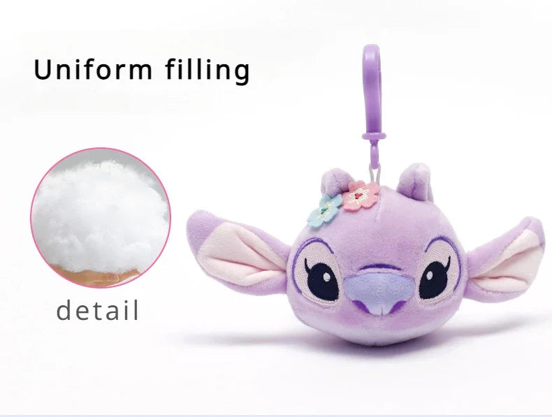 Hot Kawaii Disney Stitch Angel Plush Stuffed Toys Purple Anime Lilo&Stitch Doll Cute Keychain Pendant Birthday Gift For Kid Girl