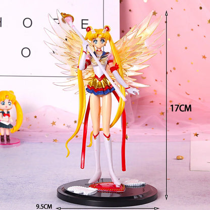 Funny Joy Anime Figures Female Warrior Moon Hare Doll Charm Angel Sailor  Hare Kawaii  PVC Model Cake Decoration Gift For Girls