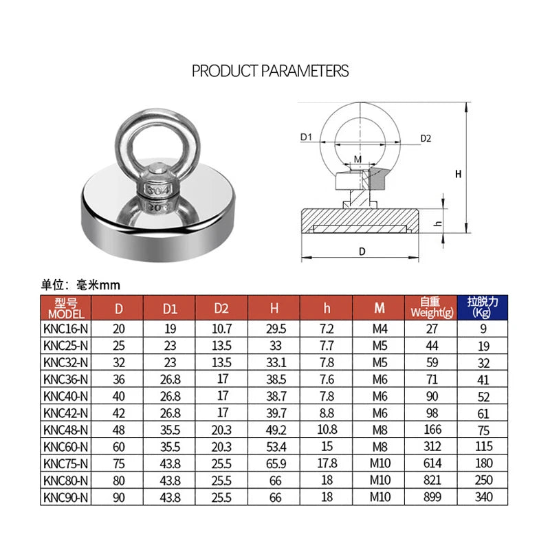 Super magnet Strong Super Powerful Neodymium magnet N52 Iman Ima Neodymium Fishing magnet Neomidium magnet Search Hook