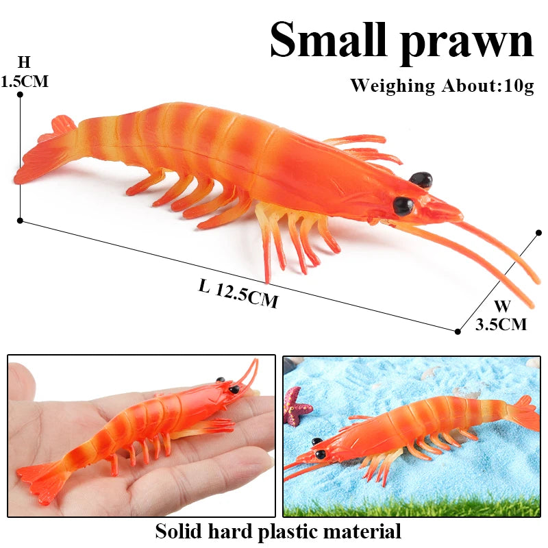 Oenux Ocean Animals Simulation Tiger Prawn Crayfish Shrimp Sea Life Model Figurines Action Figures Collection Toys For Kids Gift