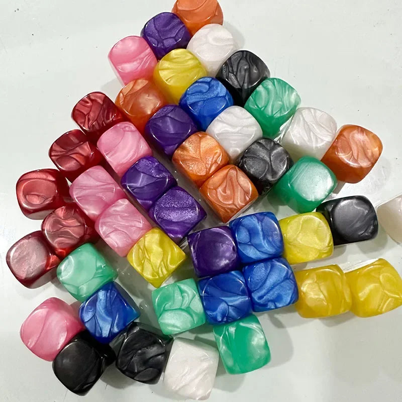 10pcs/set  Pearl Pattern Round Dice Blank Dice DIY Game Accessories