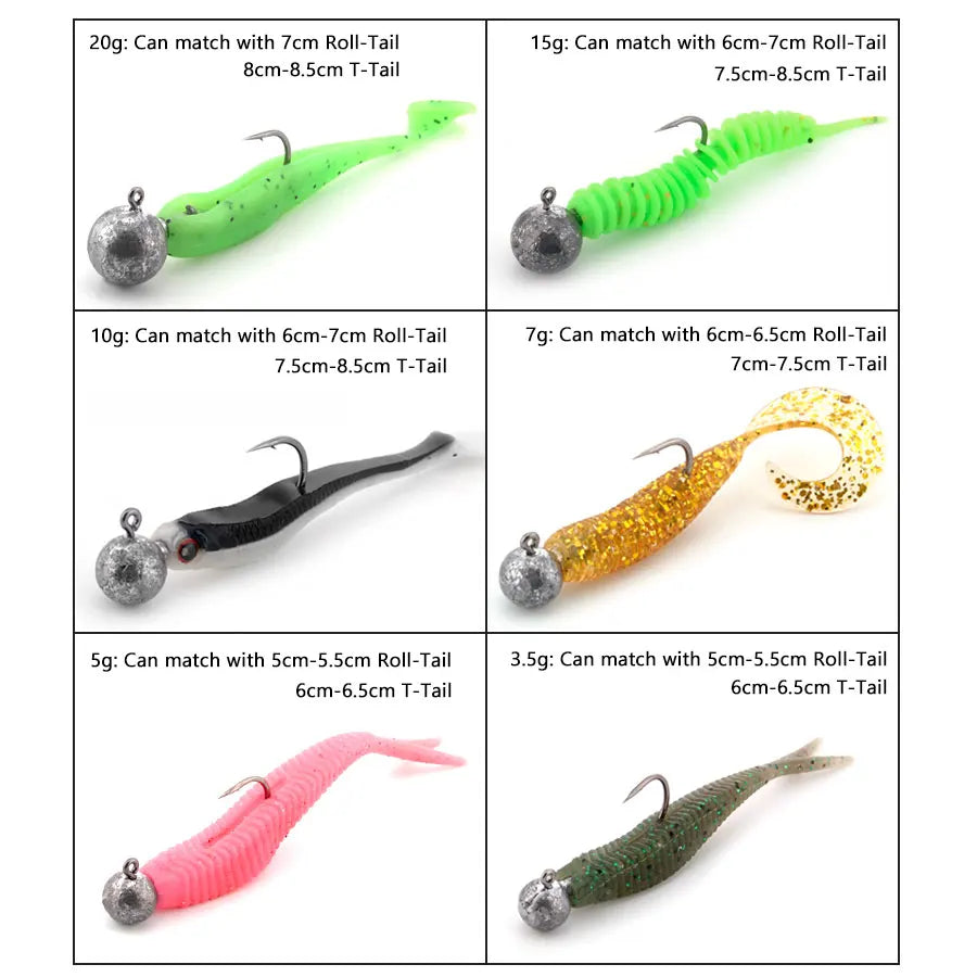 WODJYJ 1g 2g 3g 4g 5g 7g 8g 10g 14g 20g 28g jig head hook for fishing tackle ,rig soft worm hook crank lure bait hook