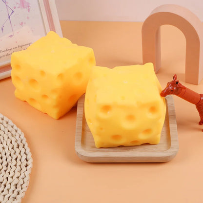 Giant Cube Cheese Squeeze Toy Simulation Extra Large Size Cheese Fidget Toy Slow Rebound Shapeable Venting Ball for Adult Gifts