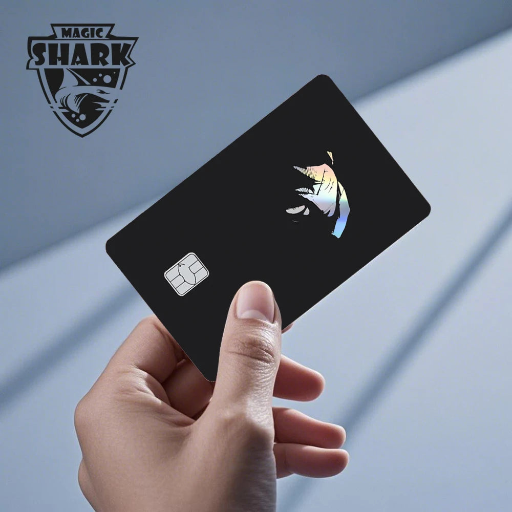 Magic Shark Luffy Zorro Ace Skull Anume Holographic Shinny Laser Sticker Film Skin for Credit Debit Card