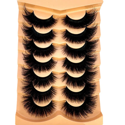 New 7 pairs of thick, 3D simulation mink fur fake eyelashesshort, dramatic fake eyelashes  wholesale full line fake eyelash make