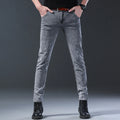 Men's Grey Mid-Waist Slim Stretch Jeans