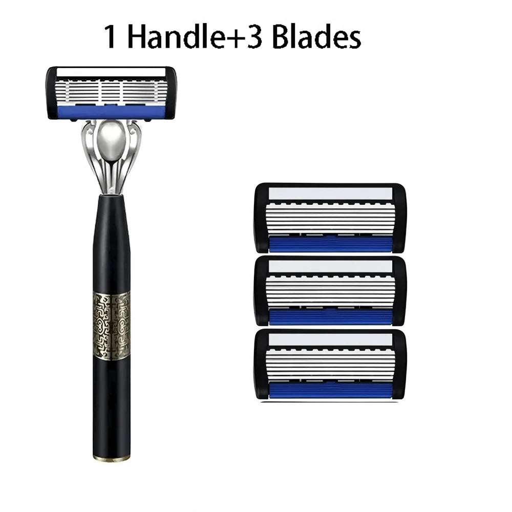 Washable Metal Ordinary Beard And Beard 6-layer Manual Men's Razor Stainless Steel Blade Hand Guard Metal Razor Holder