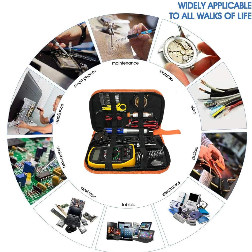 2026 Soldering Iron Kit Welding Tools (908-06: With Multimeter ; 908-02: without) Soldering Kit with LCD Digital Multimeter 60W