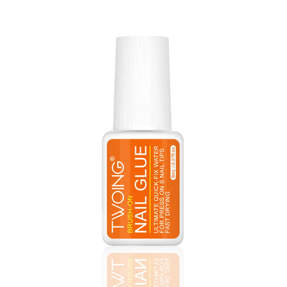 Twoing Waterproof Liquid Nail Adhesive,Long-Lasting & Fast-Drying, Formaldehyde-Free, Compatible with Acrylic Nails Fake Nails