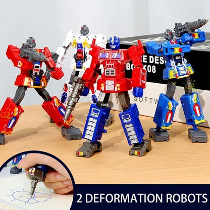 2IN1 Transformation Robot Toy Deformable Ballpoint Pen Rotary Joint Robot Deformation Action Figure Model Toys Deformed Robot