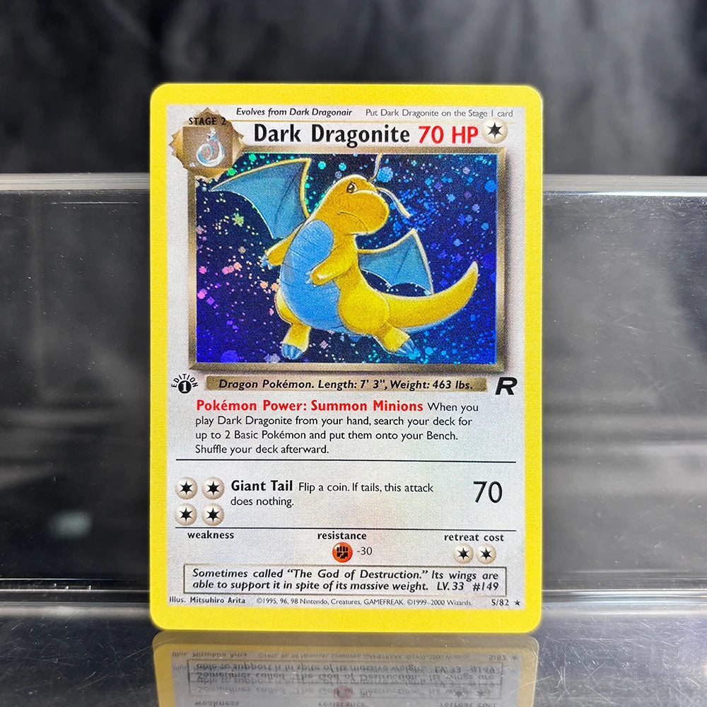 PKM Foil Cards Team Rocket Dark Blastoise Dragonite Charizard 1st Edition 1996 Single Cards Game Collection PTCG Proxy Cards