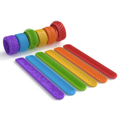 6Pcs Silicone Sensory Fidget Toys  Textured Slap Bracelets For Autism  Special Needs  Calming Stress Relief Fidgets For Kids