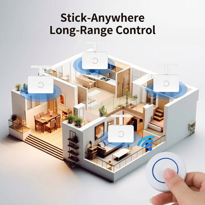 Cordless Remote Control Automatic Button Switch Lazy On Off Pusher for Lights & Electrical Tools, No Installation Needed