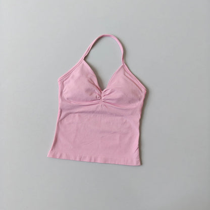 NO LOGO Women's Longline Strappy Backless Gym Top Scrunch Workout Open Back Bra Tank Top for Running Yoga Shirt