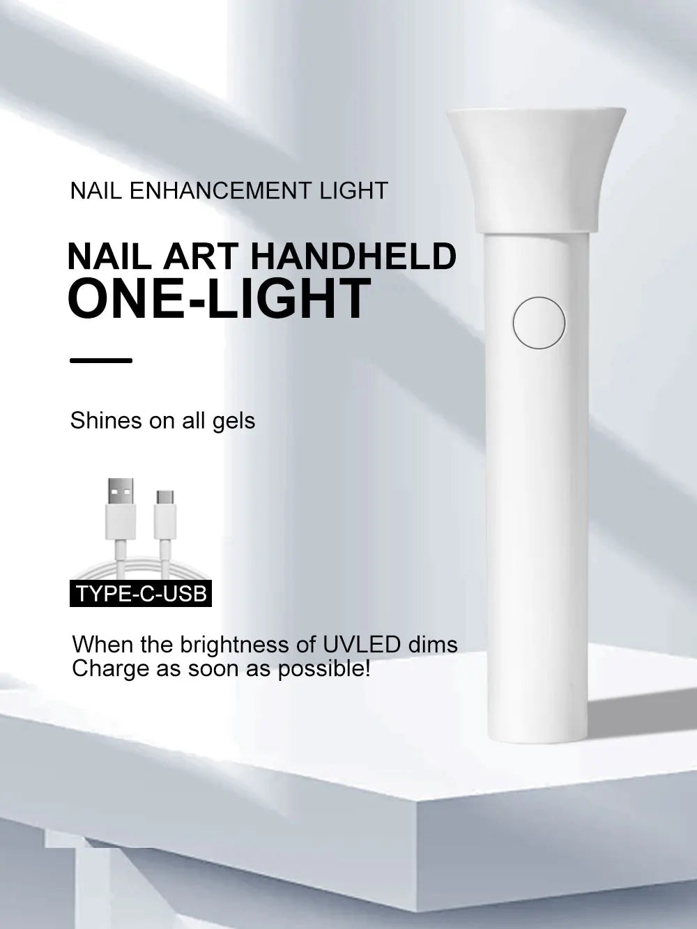 Rechargeable Portable UV LED Nail Lamp - Gel Polish Drying Desk Stand Light Support Base for Nail Art