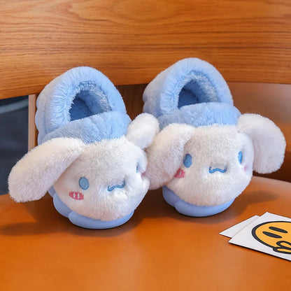 Pokemon Anime Pikachu Autumn/Winter Children'S Cute Flat Plush Slippers Soft Sole Non-Slip Warm Indoor Home Cotton Shoes Gifts
