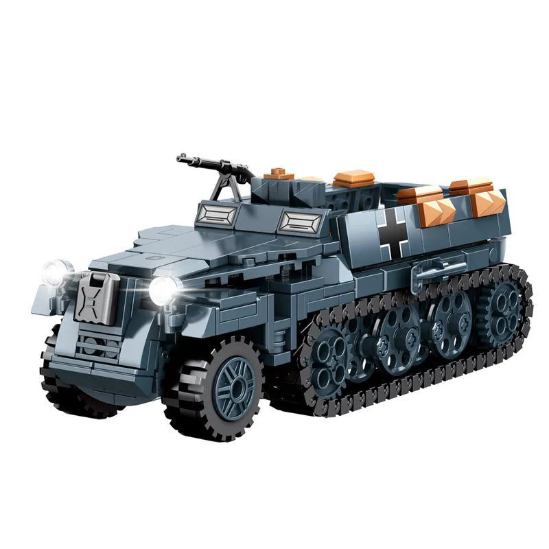 World War 2 WW2 Army Military Soldiers Armor Halftrack Main Station Tank Building Blocks Bricks Model DIY Assembly Toys For Kids
