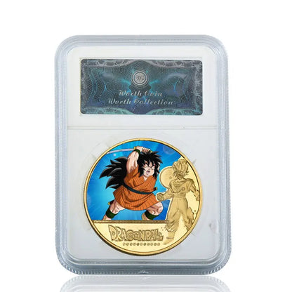 Dragon Ball Gold Plated Gold Coin Son Goku Vegeta Commemorative Coins Children Classic Anime Peripherals Collection Toy Souvenir